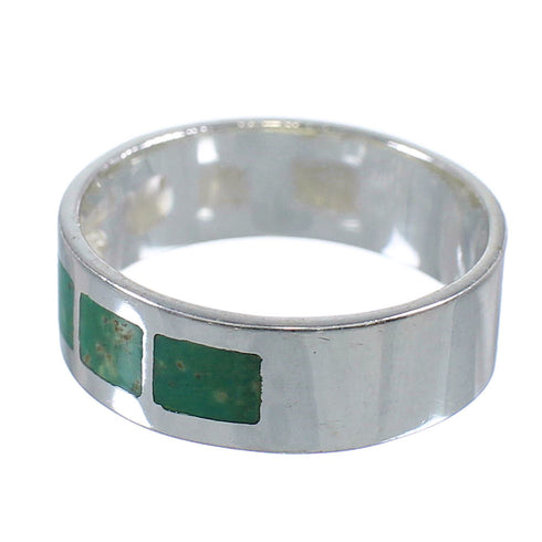 Authentic Sterling Silver And Turquoise Inlay Jewelry Ring Size 6-3/4 VX58430